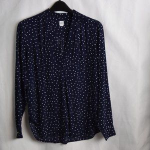 #132 Gap Navy Blue Pokeadot Long Sleeve Shirt